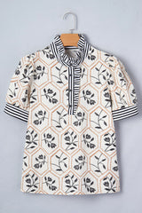 Hayden Patchwork Short Sleeve Blouse