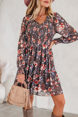 Floral Mesh Long Sleeve Mini Dress