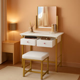White Ultra Premium Vanity Desk With Exquisite Mirror-0