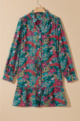 Maria Floral V Neck Puff Sleeve Dress