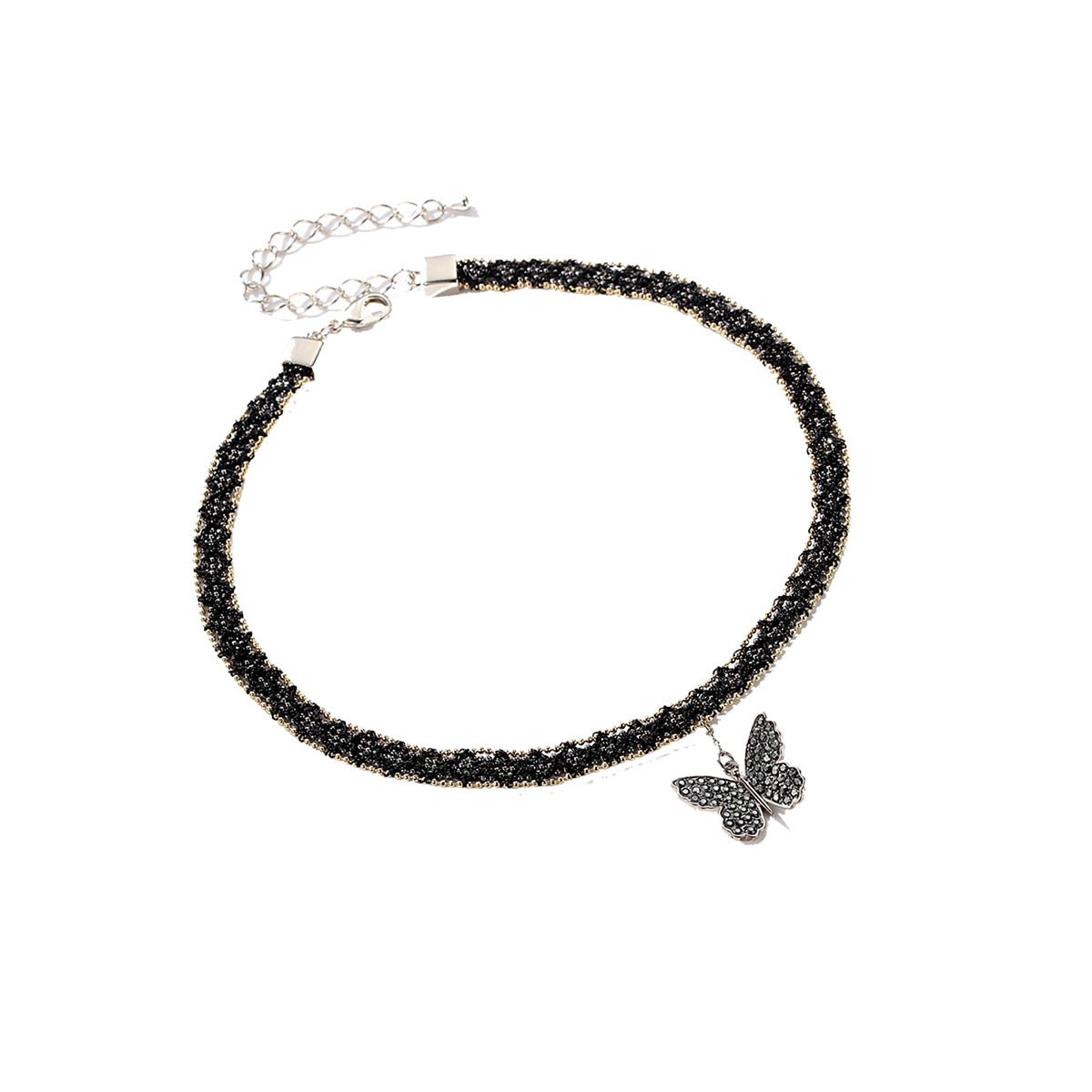 Dazzling Butterfly Black Lace Necklace-0