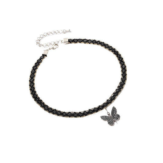 Dazzling Butterfly Black Lace Necklace-0