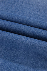 Denim Raw Hem Straight Leg Jeans