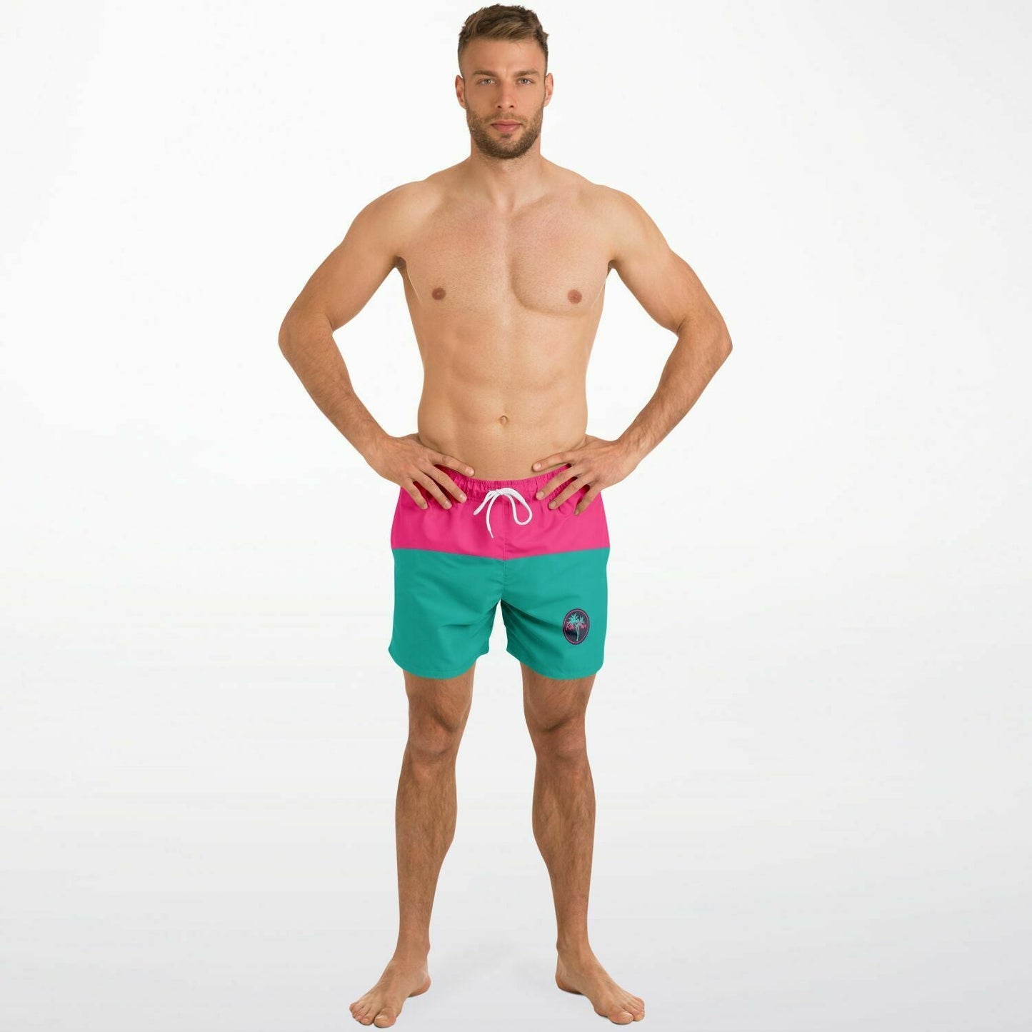 Rad Palm Color Block Men's Swim Trunks