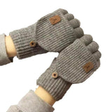 Men's Half Finger Knitted Wool Flip Gloves