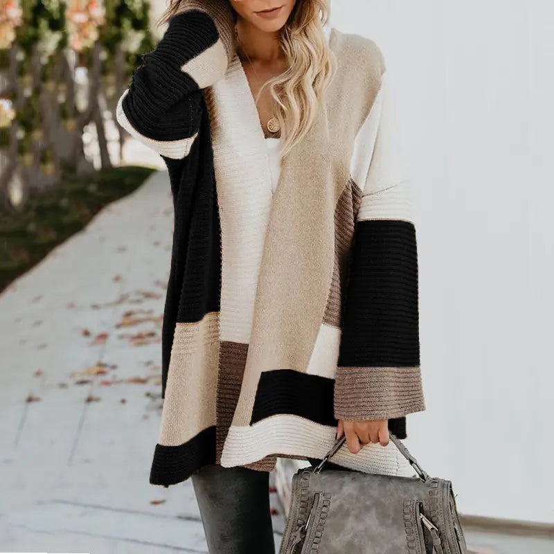 Women's  Classic Geometric Color Block Cardigan