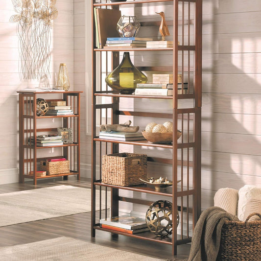 3-Shelf Stackable 27.5" Wide-Chestnut Fold Bookcase-1