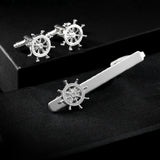 Men's Trendy Rudder Cufflinks and Tie Clip Set