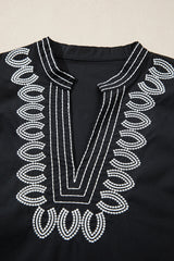 Raelynn Contrast Embroidered Detail Blouse