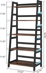 Five Tier Industrial Bookshelf Rustic Brown Timber-1