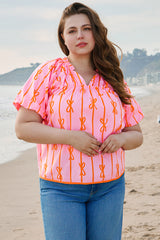 Sydney Plus Size Bowknot V Neck Blouse