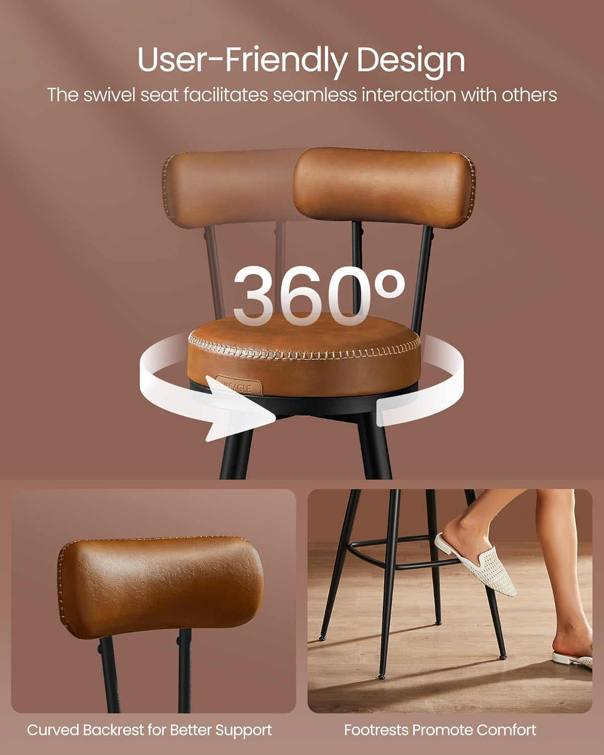 Swivel Bar Stools Set of Two for Kitchen-3