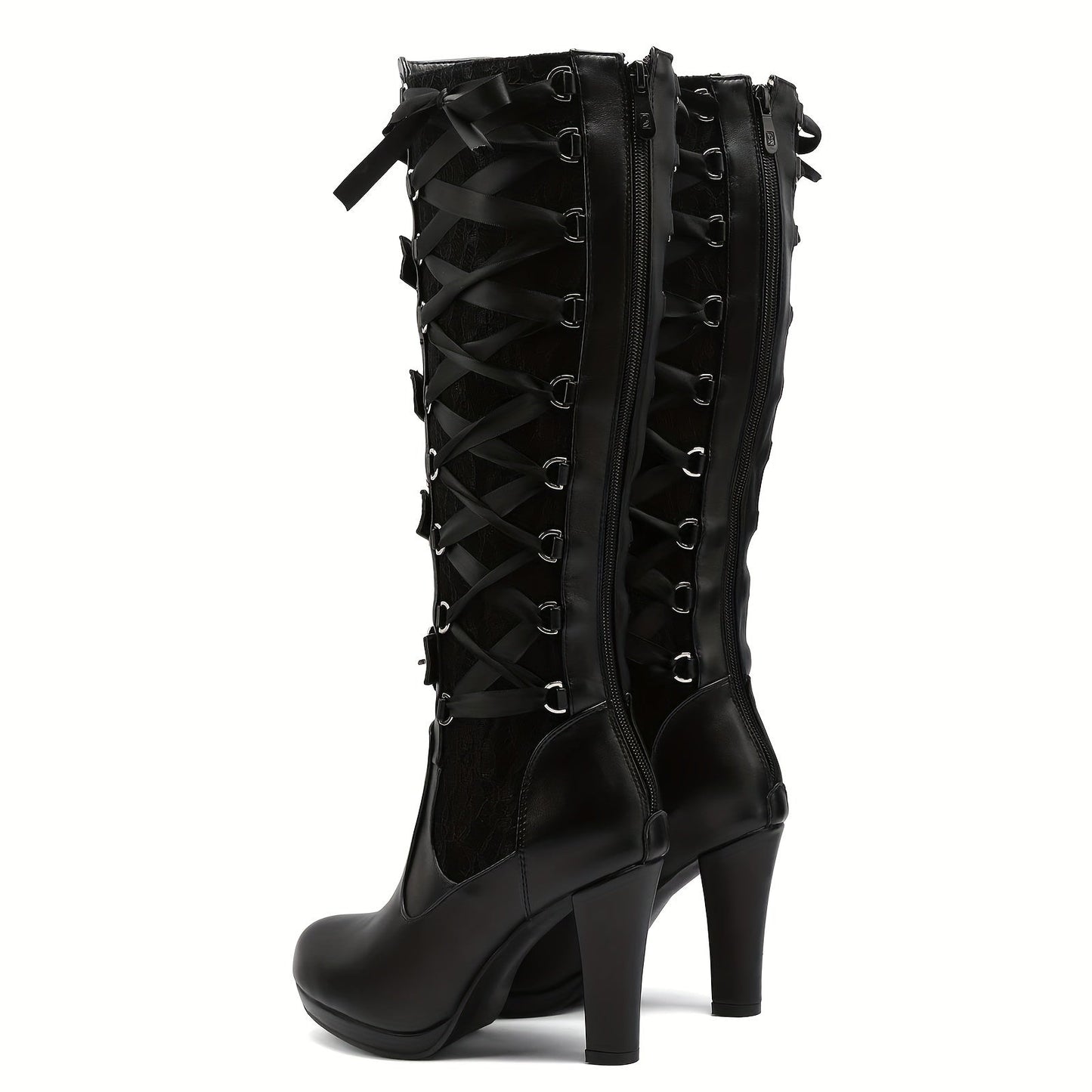 Platform Punk Tall Goth Buckled Knee-High Boots