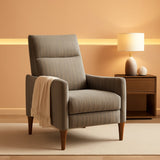 Arthur Mid Century Recliner Chair With 3 Positions Taupe Stripe Jacquard-0