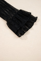 Lace Patchwork Flounce Sleeve Top
