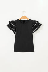Amani Short Sleeve Textured Blouse