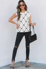 Reagan Pattern Side Cropped Sweater