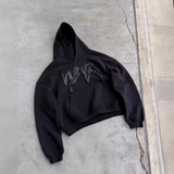 Hip Hop Letters Puff Print Hoodie Personalized Long Sleeve Sweater