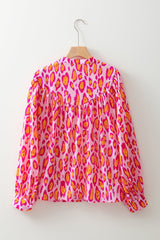 Leopard Balloon Sleeve Button-Up Shirt