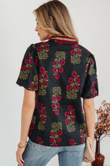 Zoe Contrast Slit Neckline Blouse
