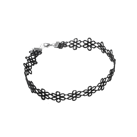 Flower Chain Black Lace Choker-1