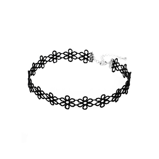 Flower Chain Black Lace Choker-0