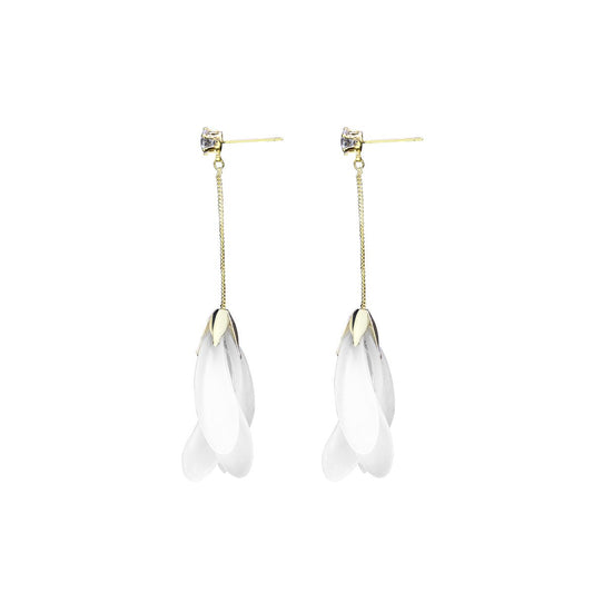 Flower Drop White Earrings-0