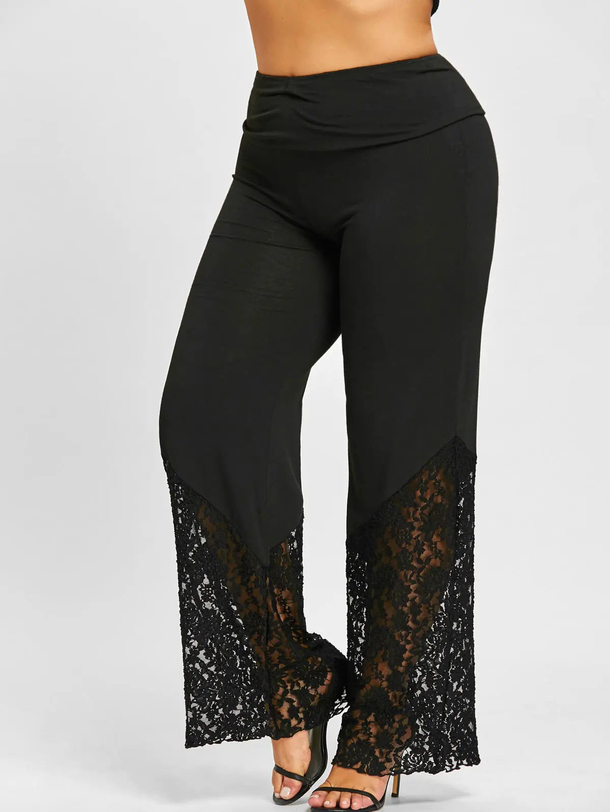 Plus Size Women's Lacy Glam Wide Leg Pants