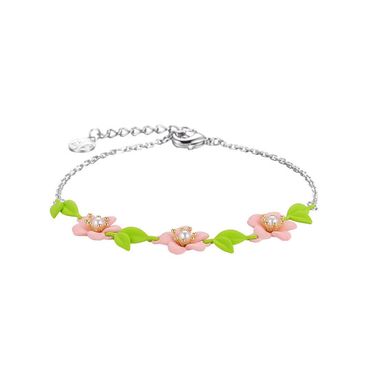Hibiscus Flower Silver Bracelet-0
