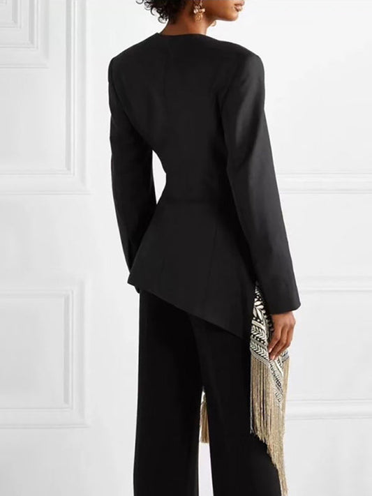 African Inspired Boho Wrap Style Jacket with Tassel Hem