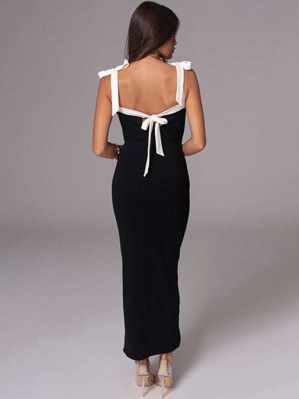 70's Vintage Style Shoulder-Bow Slinky Dress