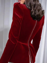 Fashionable and personalized long-sleeved color-blocked pleated hem mini skirt dress