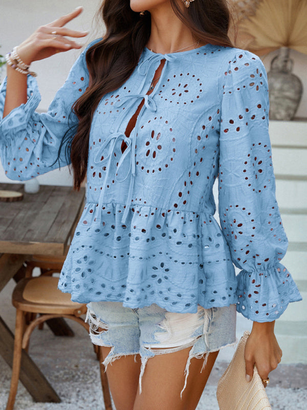 Vintage Boho Style Lace-Up Cardigan