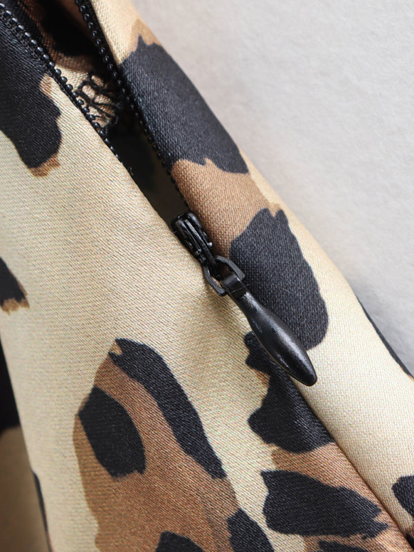 Retro Style Leopard Print Maxi Skirt