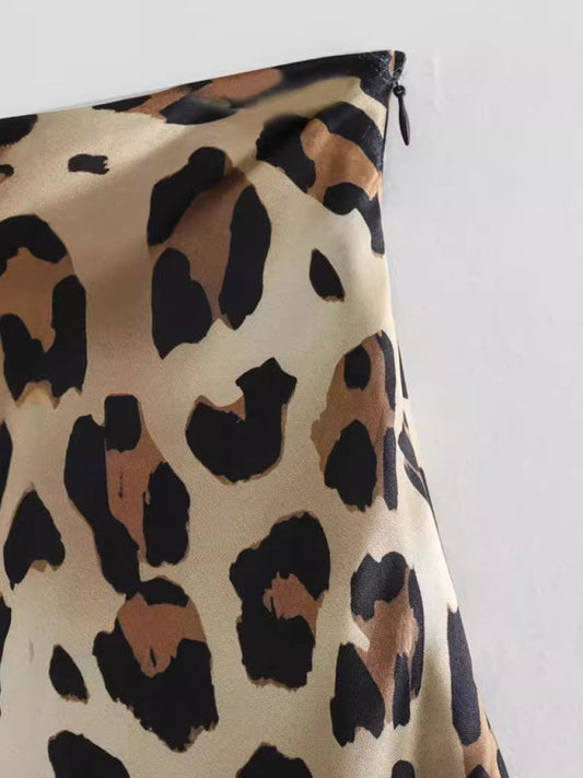 Retro Style Leopard Print Maxi Skirt