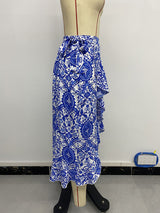 Ethnic paisley print irregular skirt