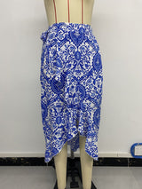 Ethnic paisley print irregular skirt