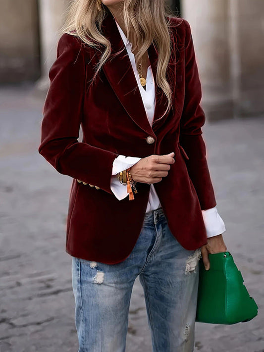 Women's Glam Velvet Suit Jacket - Slim Fit - Multiple Colors - Four Season