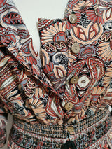 Three-quarter sleeve waisted Bohemian casual holiday beach dress