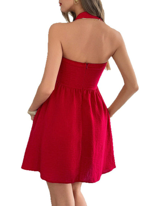 Classically Elegant Halter-Neck Mini Dress