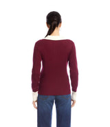 Contrast Ribbed Polo Sweater