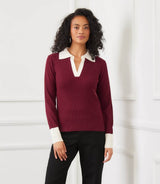 Contrast Ribbed Polo Sweater
