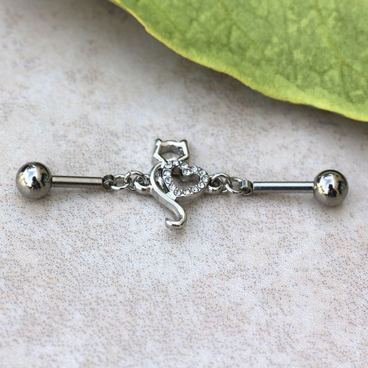316L Stainless Steel Lovely Cat Chain Industrial Barbell-0