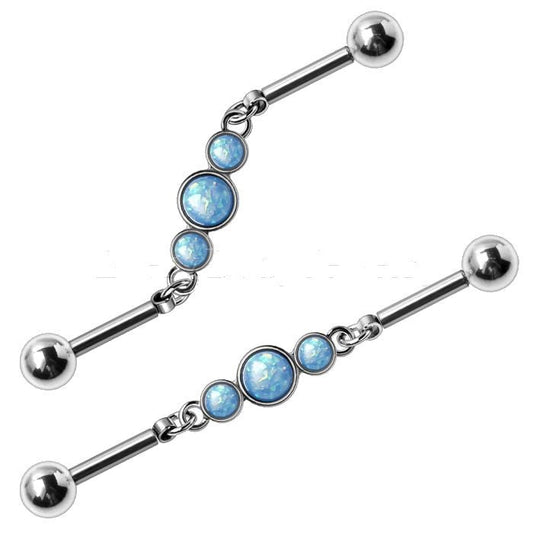 316L Stainless Steel Blue Bubble Chain Industrial Barbell-0