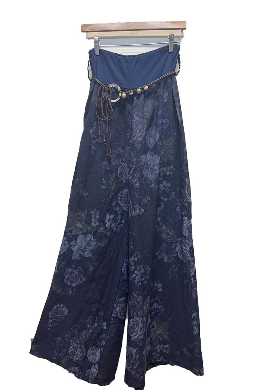 Italian Linen Pants Peony Pattern