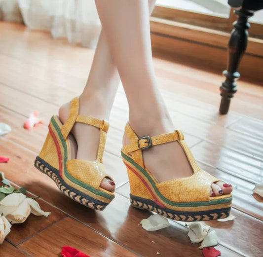 Women's Retro Thick-Soled  High Heel Wedge Sandals