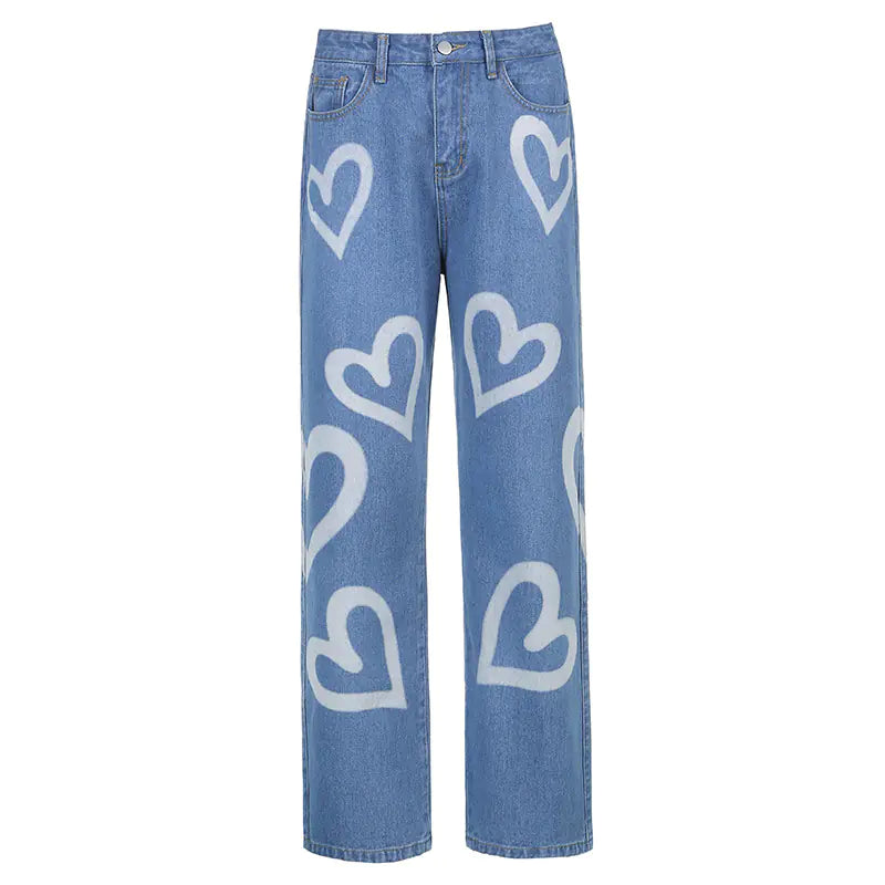 Women's Love Graffiti High-Rise Straight-Leg Jeans