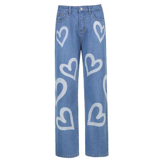 Women's Love Graffiti High-Rise Straight-Leg Jeans