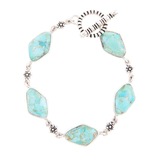 Linked Blue Turquoise and Sterling Silver Bracelet
