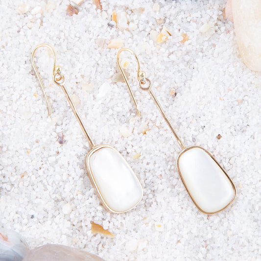 Madeleine White Mother of Pearl and Bronze Earrings